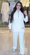 Ensemble Casual Chic 2 Pièces – Haut Demi-Zip & Pantalon Fluide