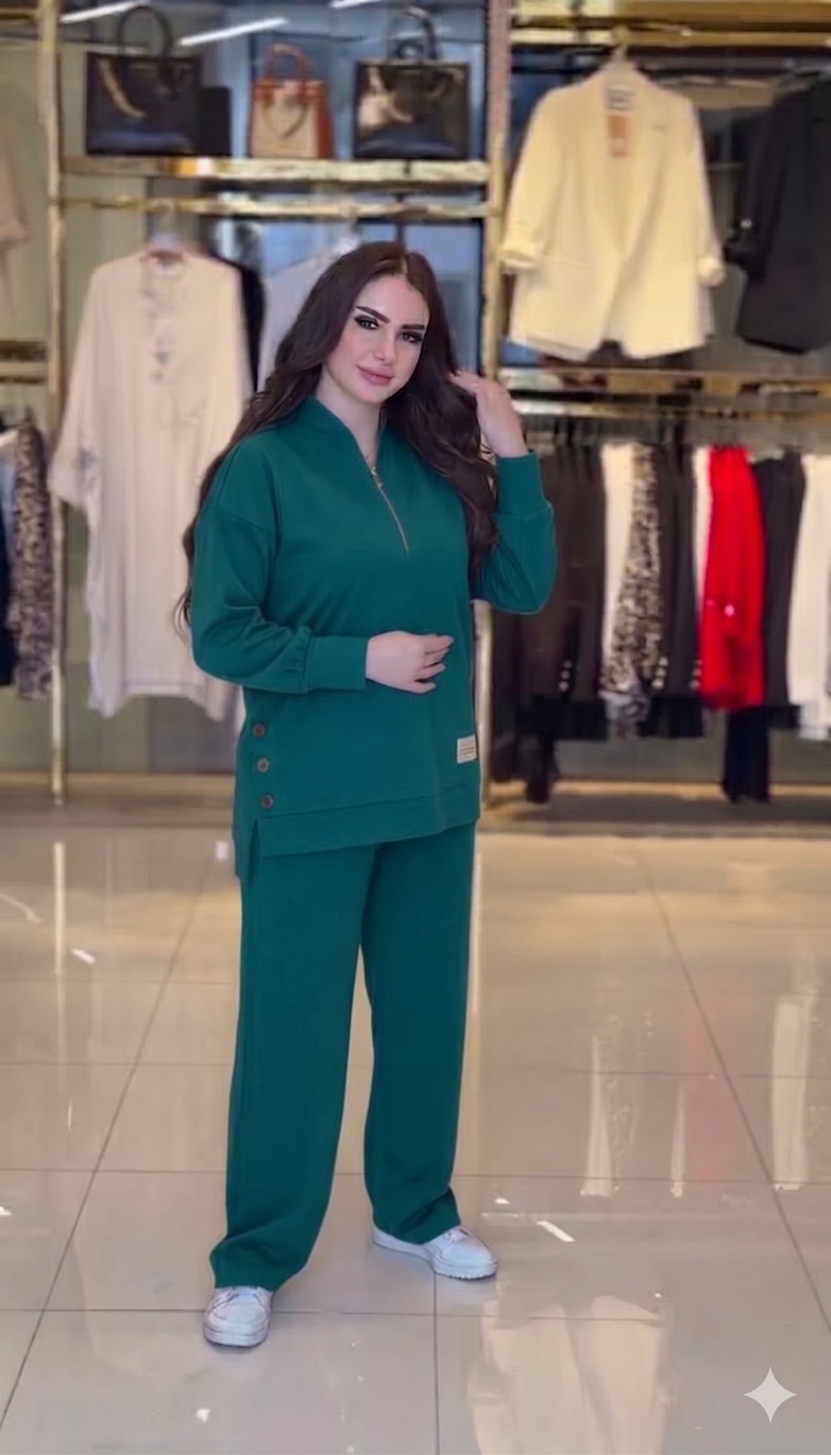 Ensemble Casual Chic 2 Pièces – Haut Demi-Zip & Pantalon Fluide