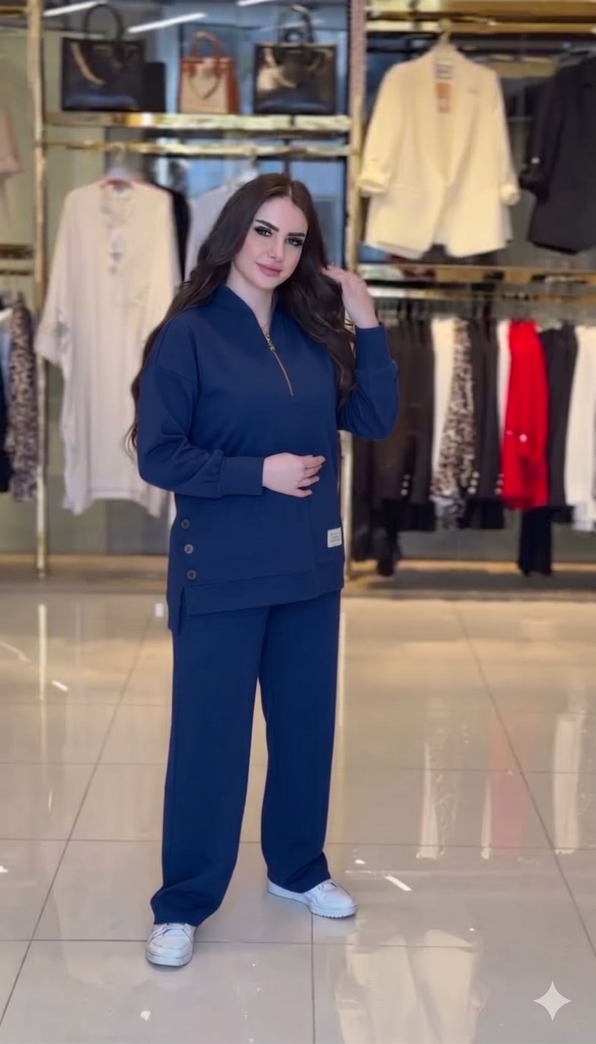 Ensemble Casual Chic 2 Pièces – Haut Demi-Zip & Pantalon Fluide