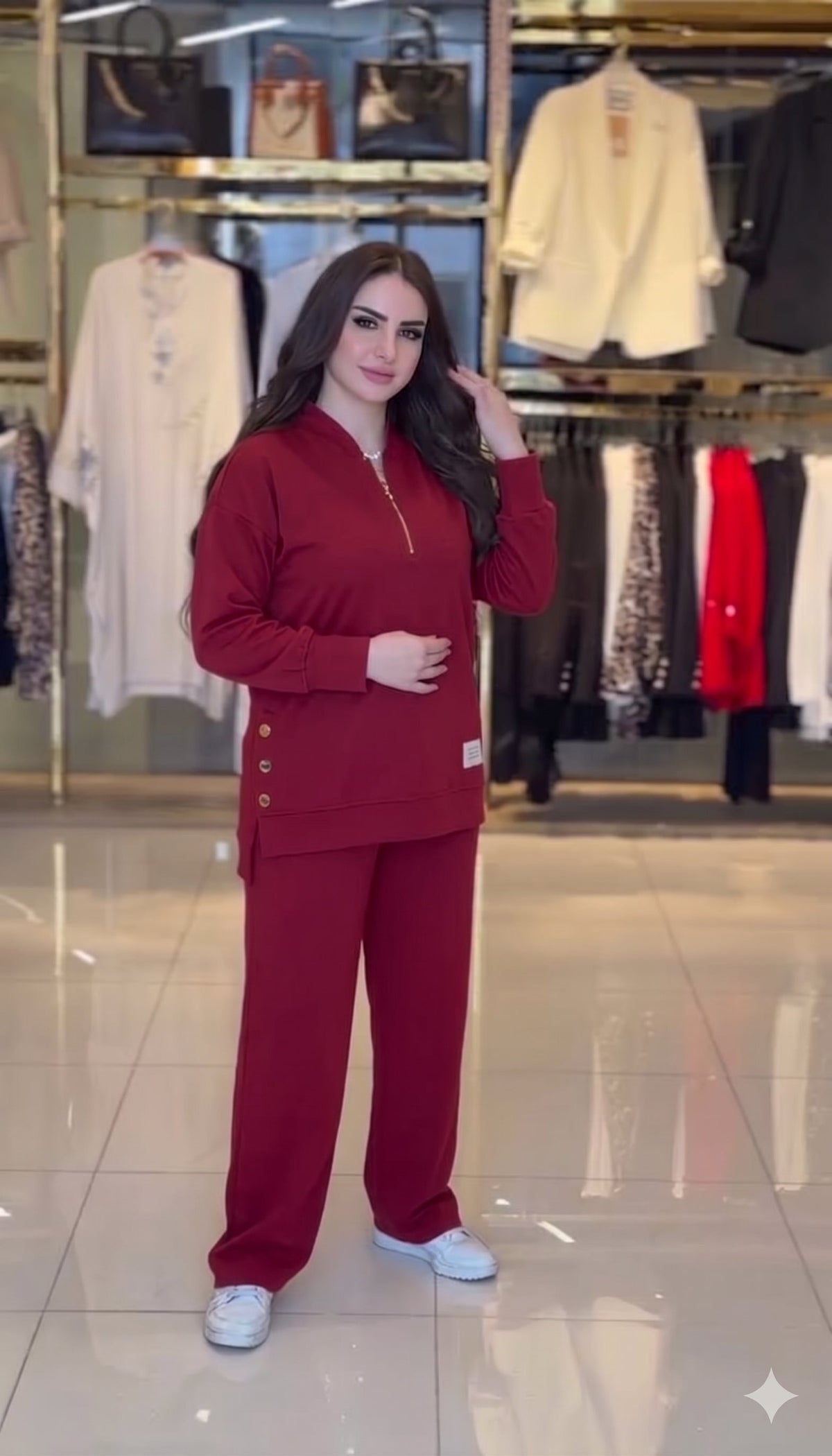 Ensemble Casual Chic 2 Pièces – Haut Demi-Zip & Pantalon Fluide