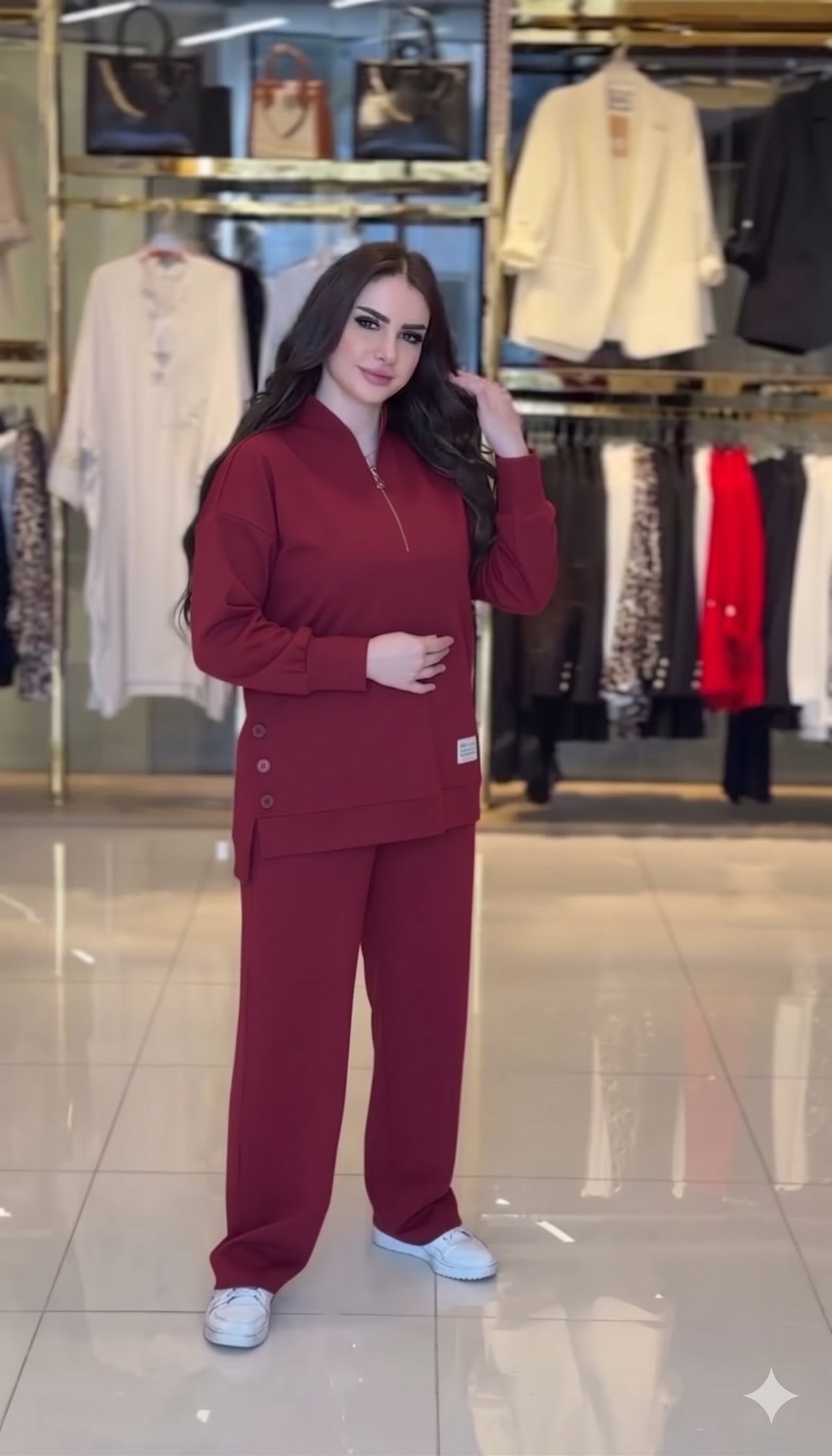 Ensemble Casual Chic 2 Pièces – Haut Demi-Zip & Pantalon Fluide
