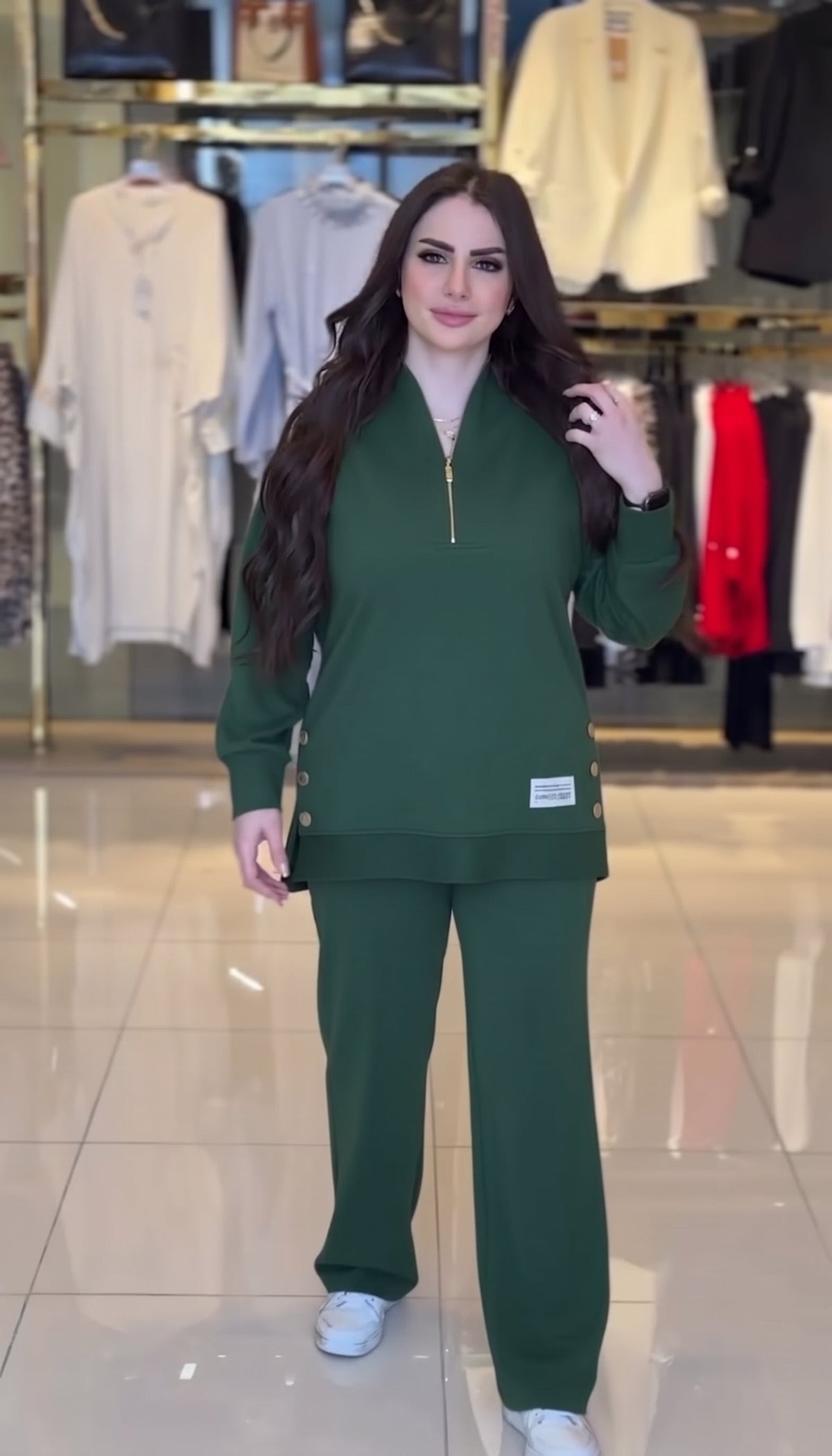 Ensemble Casual Chic 2 Pièces – Haut Demi-Zip & Pantalon Fluide