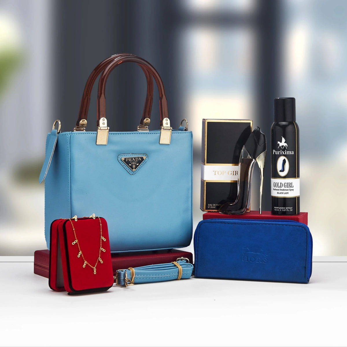 Coffret Cadeau Femme Prestige – Sac à Main Cabas, Pochette, Portefeuille & Brume